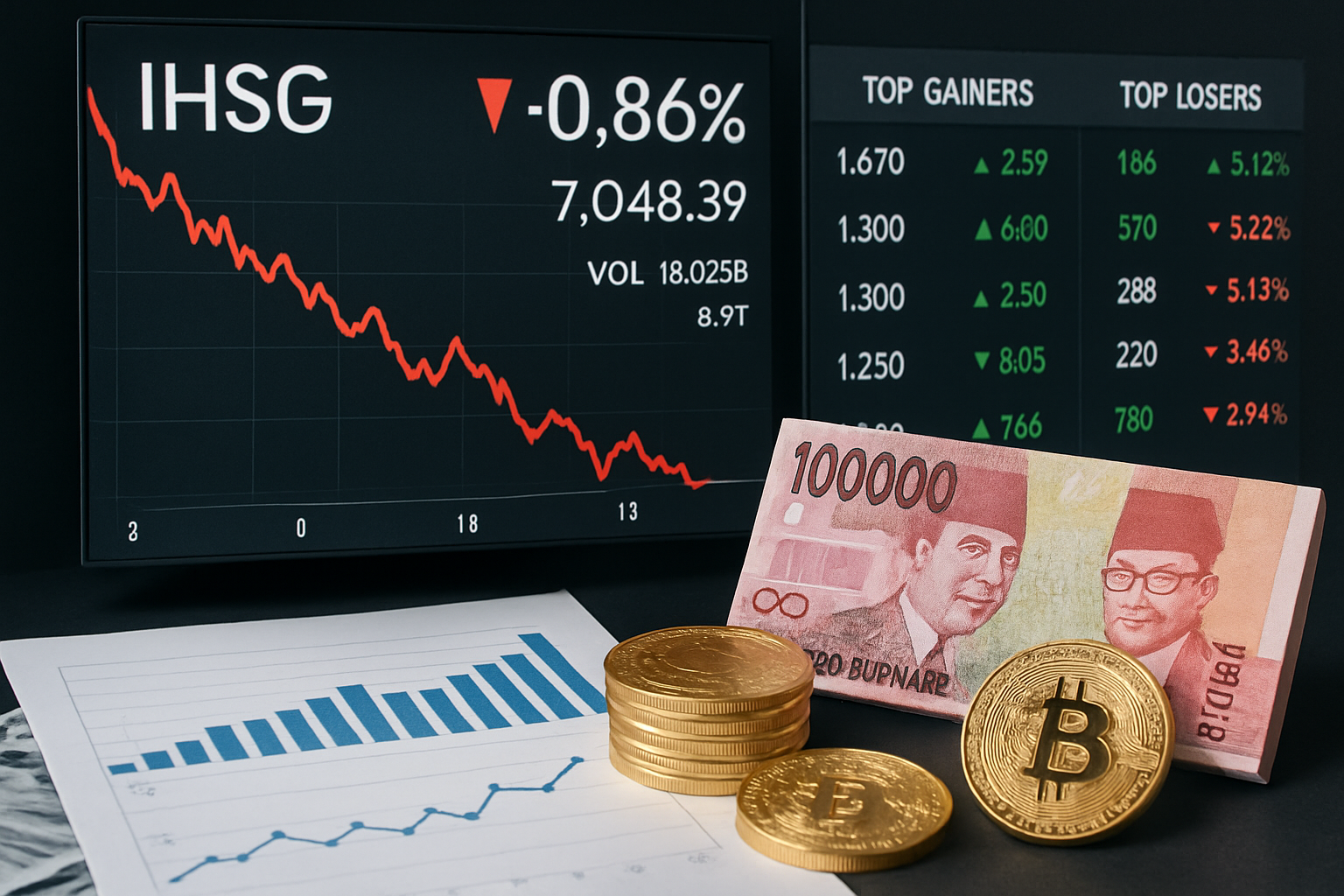 Dampak IHSG Melemah 0,86%: Analisa Top Gainer & Top Loser LQ45 Hari Ini